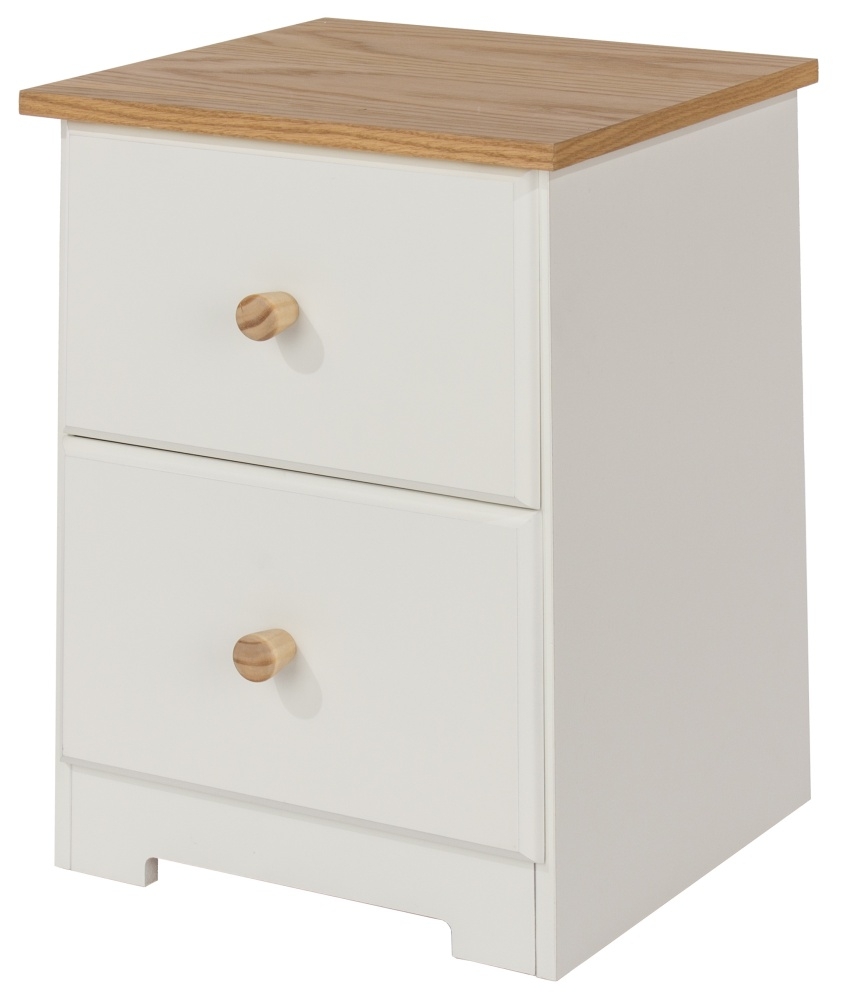 Colorado Bedside Cabinet - 2 Drawer Petite - White
