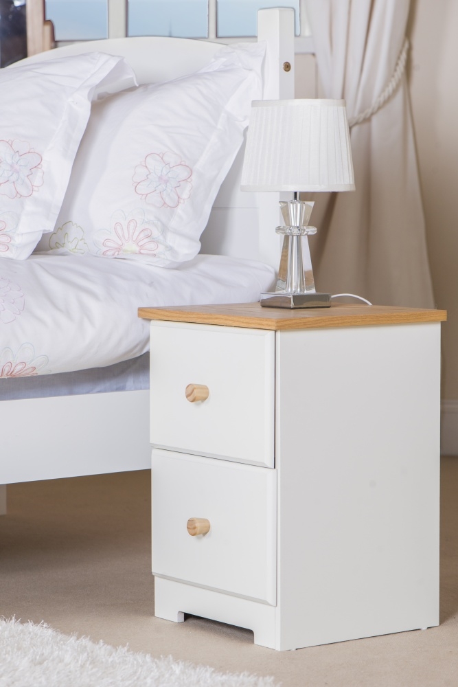 Colorado Bedside Cabinet - 2 Drawer Petite - White