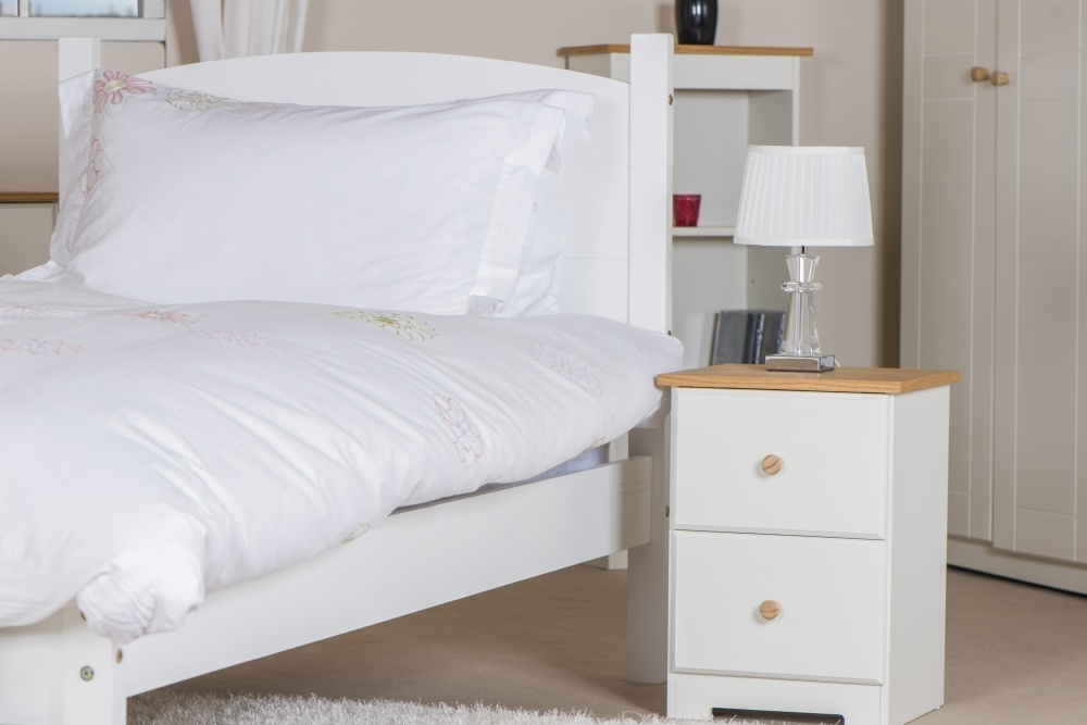 Colorado Bedside Cabinet - 2 Drawer Petite - White