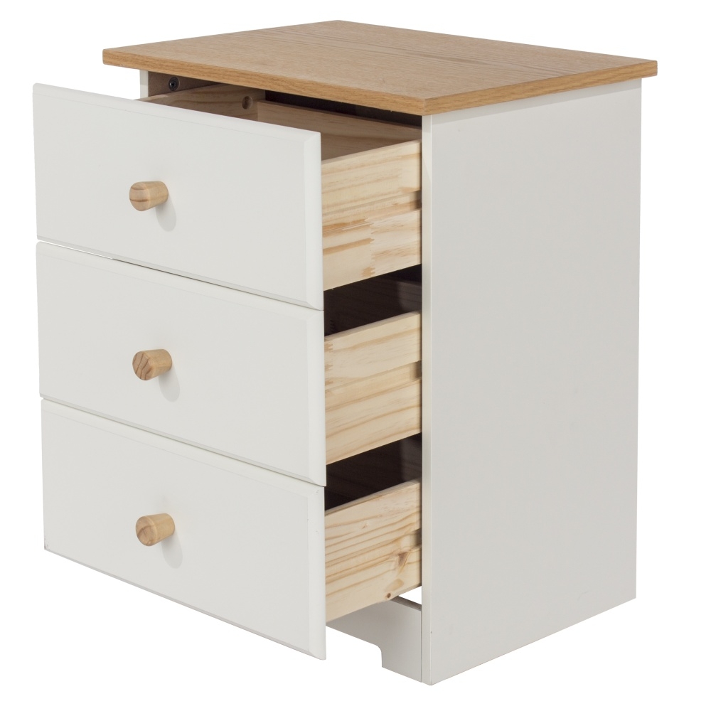 Colorado Bedside Cabinet - 3 Drawer - White