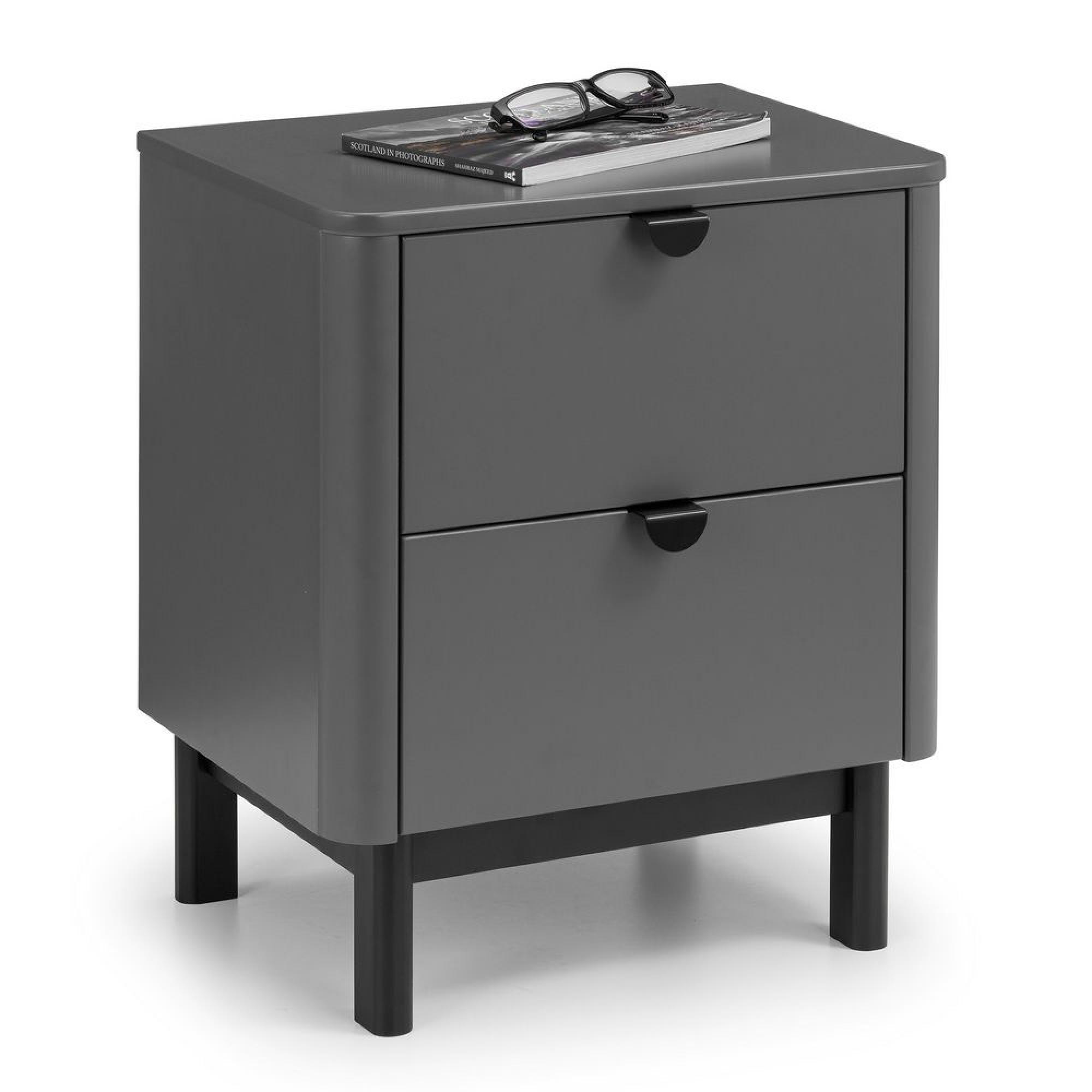 Chloe Bedside Cabinet - 2 Drawer - Grey