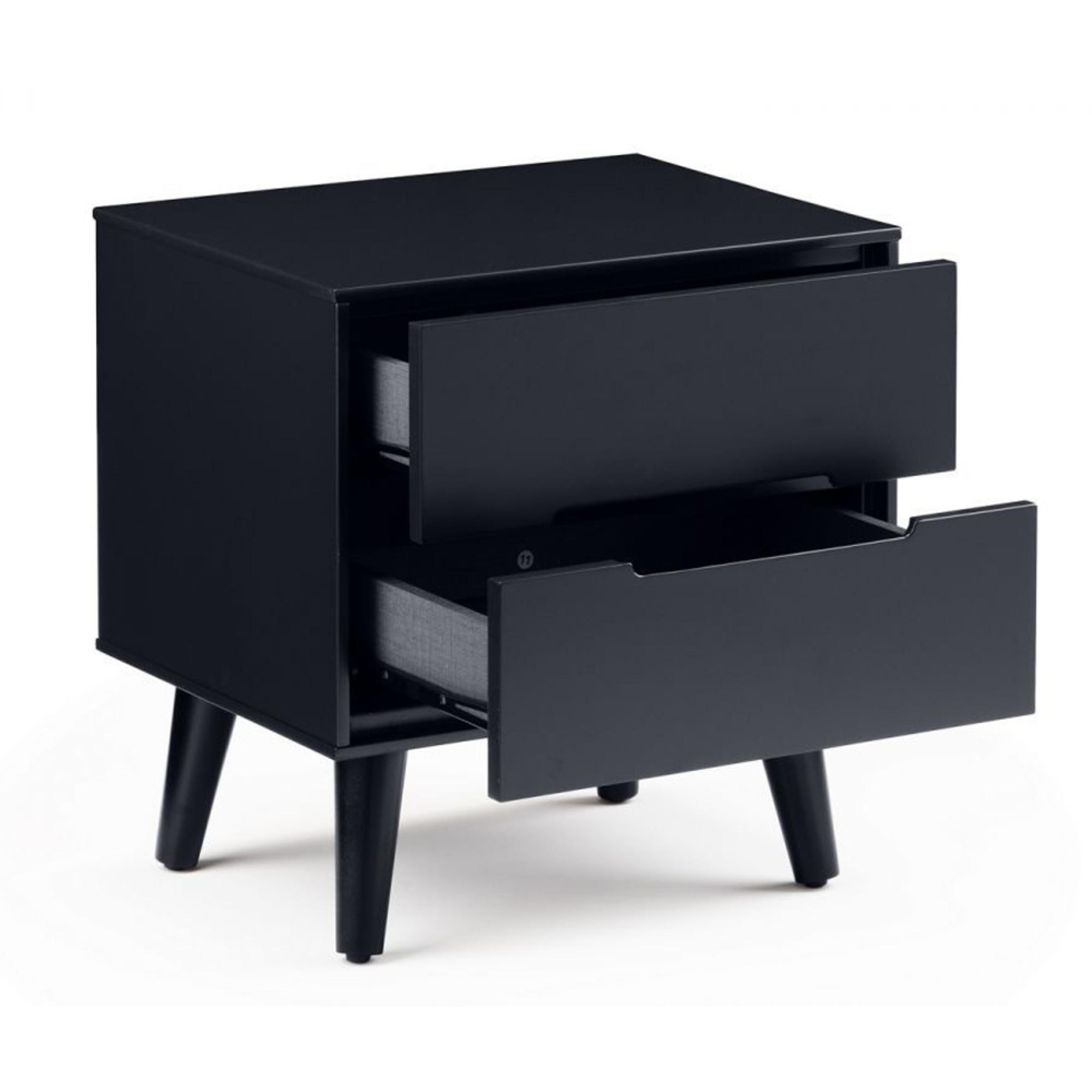 Clearance - Alicia Black 2 Drawer Bedside Cabinet - FSS16028