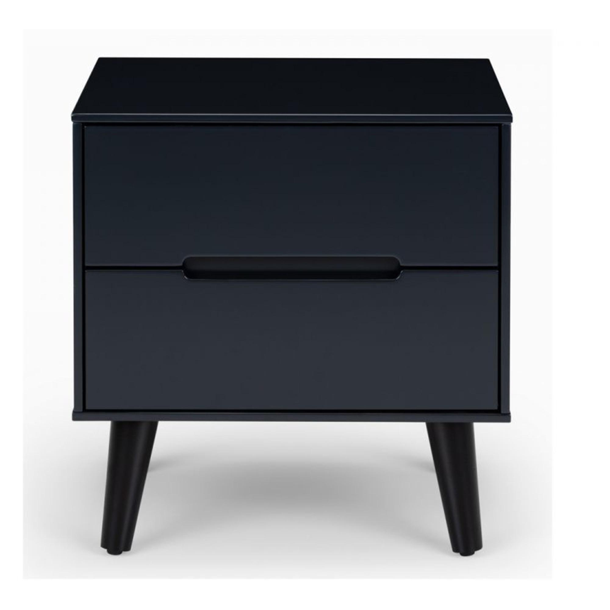 Clearance - Alicia Black 2 Drawer Bedside Cabinet - FSS16028