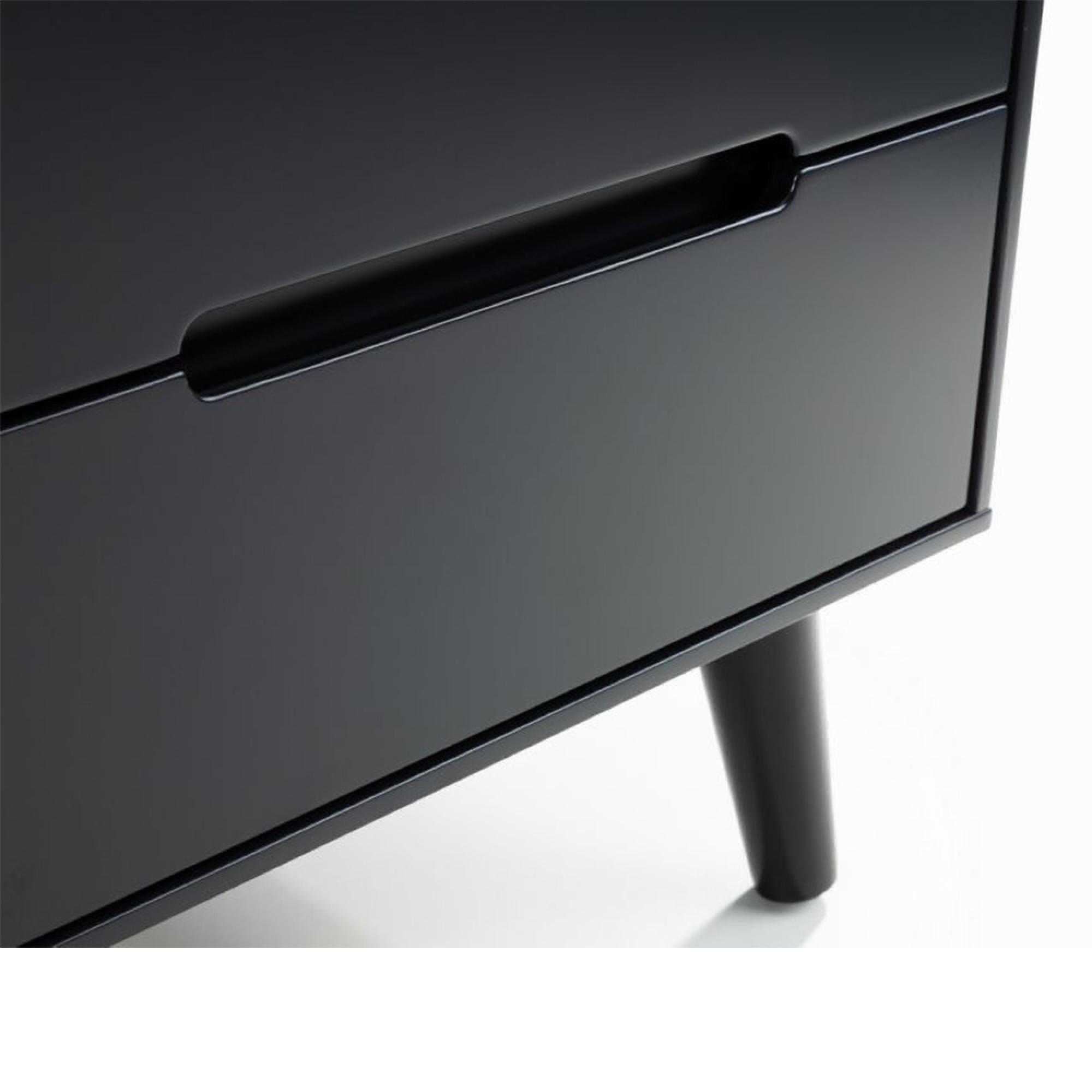 Clearance - Alicia Black 2 Drawer Bedside Cabinet - FSS16028