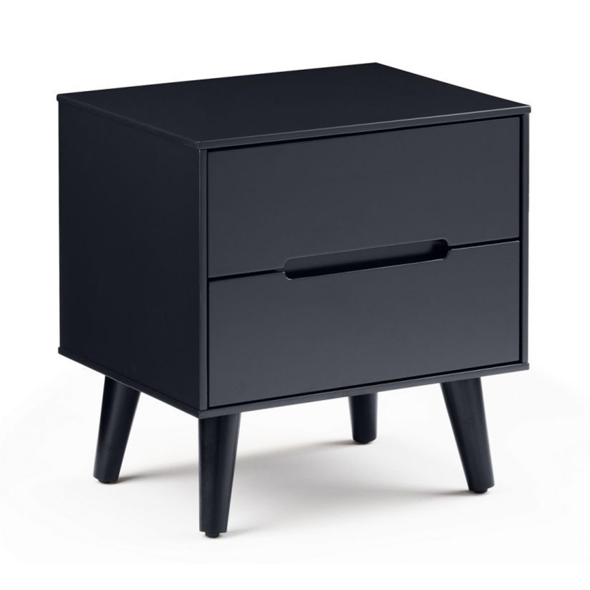 Clearance - Alicia Black 2 Drawer Bedside Cabinet - FSS16028