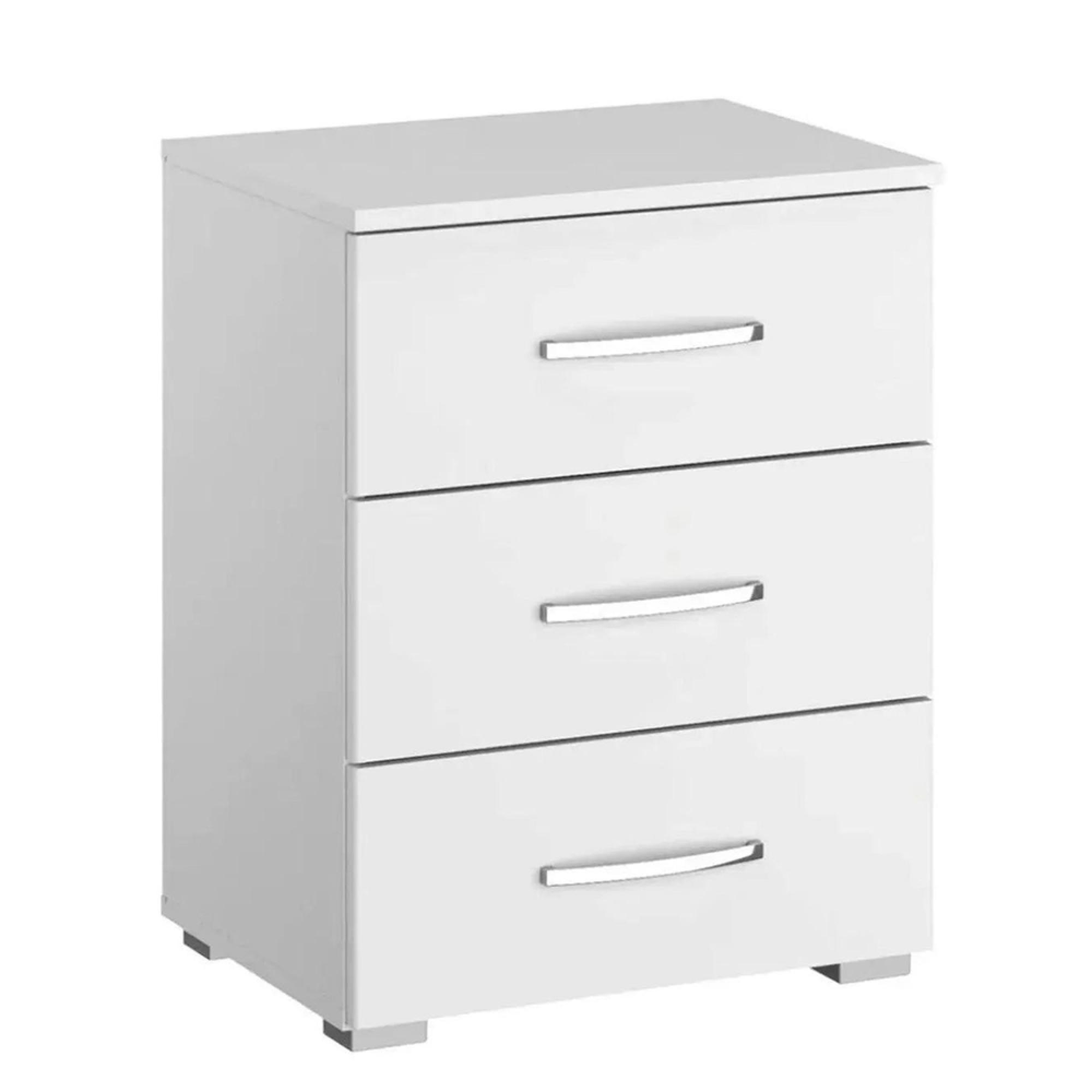 Clearance - Rauch Aditio White 3 Drawer Bedside Cabinet - FSS16356