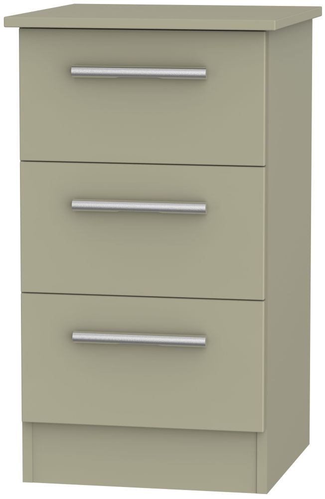 Contrast Bedside Cabinet - 3 Drawer - Mushroom