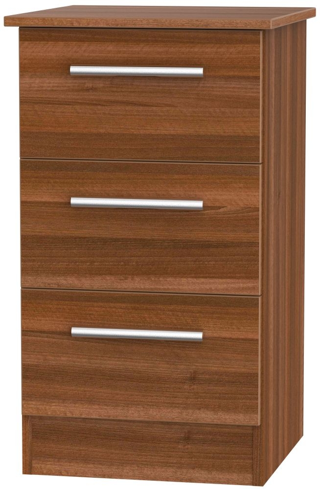 Contrast Noche Walnut 3 Drawer Bedside Cabinet