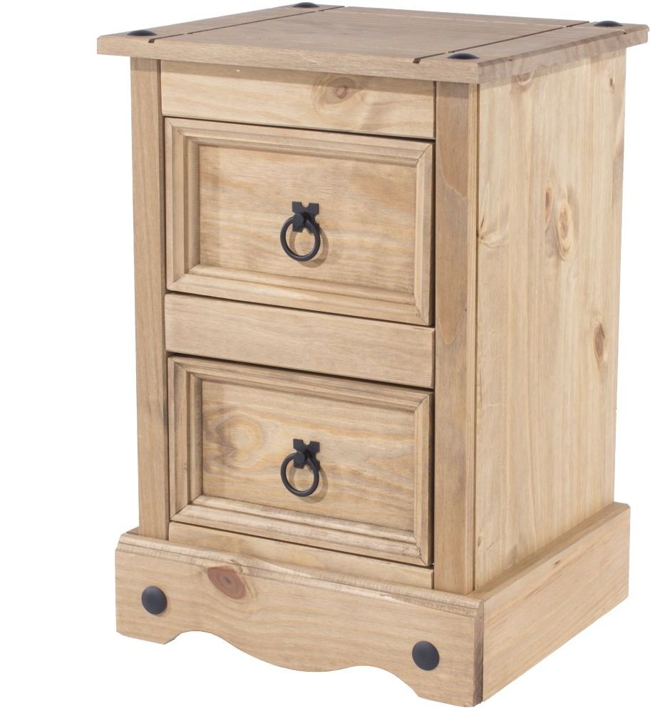 Corona Bedside Cabinet - 2 Drawer Petite - Pine Mexican