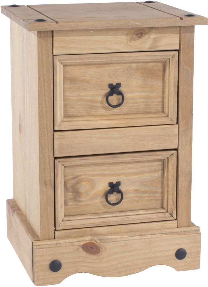 Corona Bedside Cabinet - 2 Drawer Petite - Pine Mexican