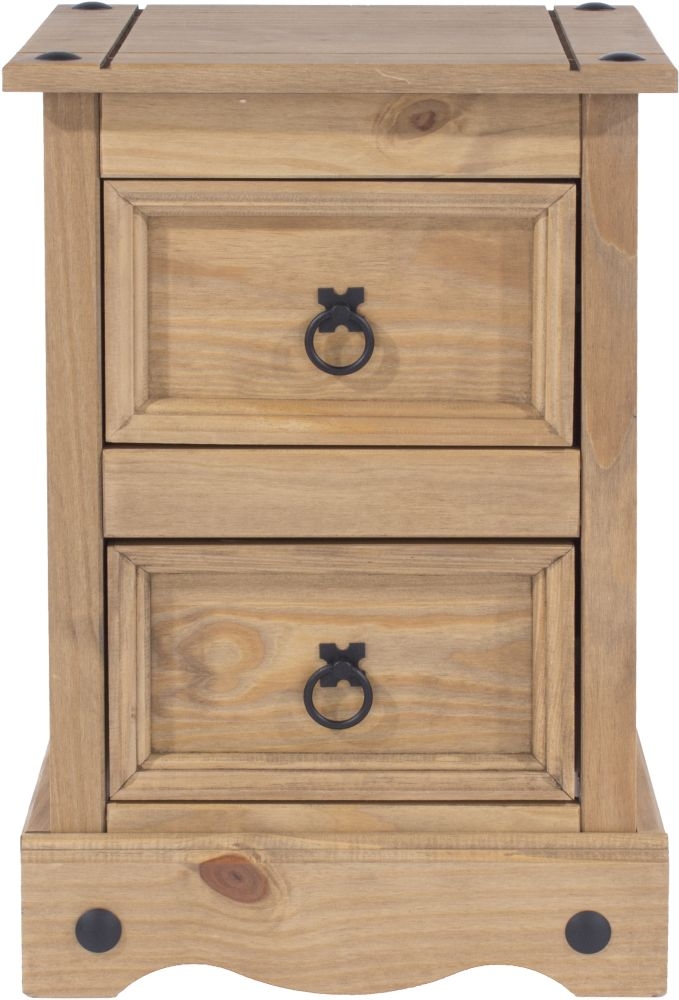 Corona Bedside Cabinet - 2 Drawer Petite - Pine Mexican