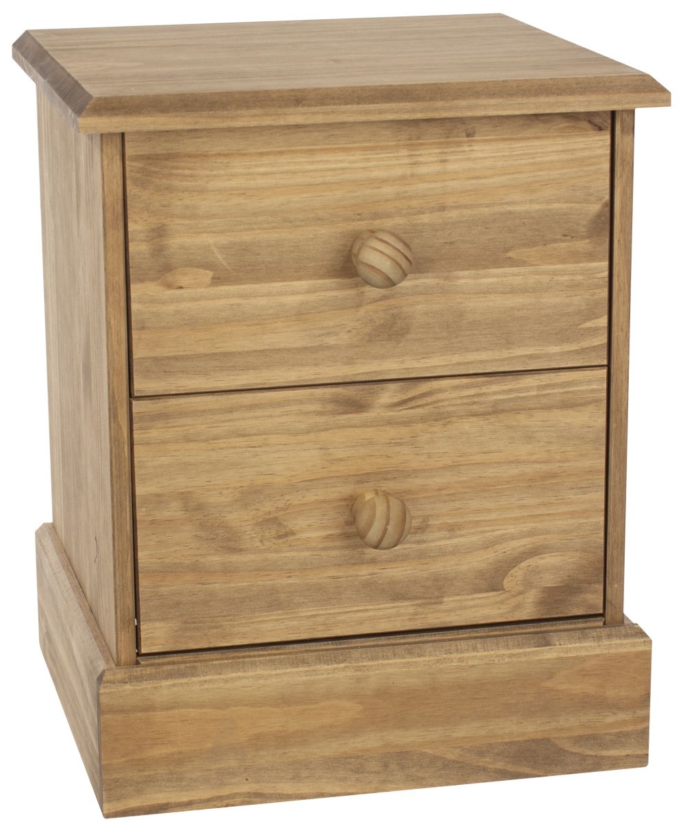 Cotswold Bedside Cabinet - 2 Drawer - Pine