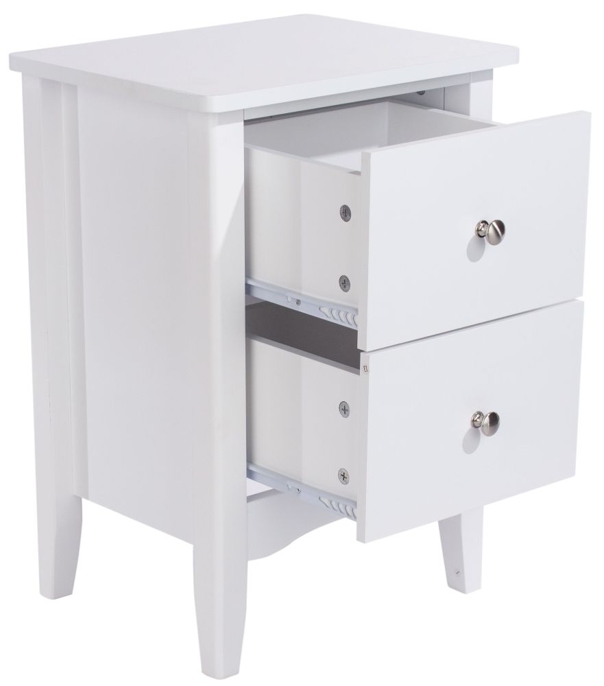 Como Bedside Cabinet - 2 Drawer - White Painted