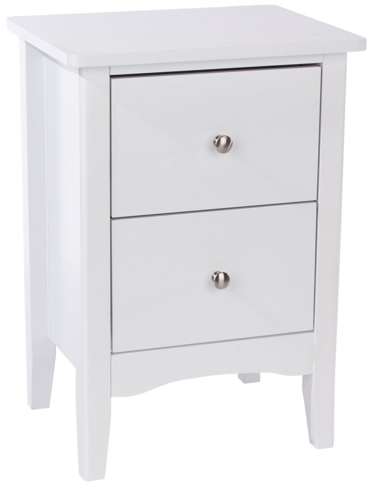 Como Bedside Cabinet - 2 Drawer - White Painted