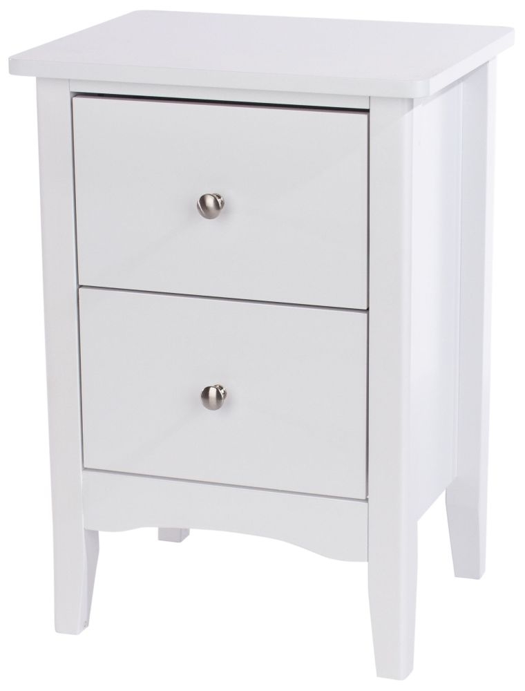 Como Bedside Cabinet - 2 Drawer - White Painted
