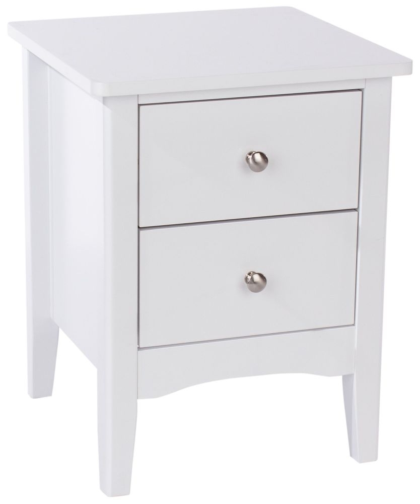 Como Bedside Cabinet - 2 Drawer Petite - White Painted