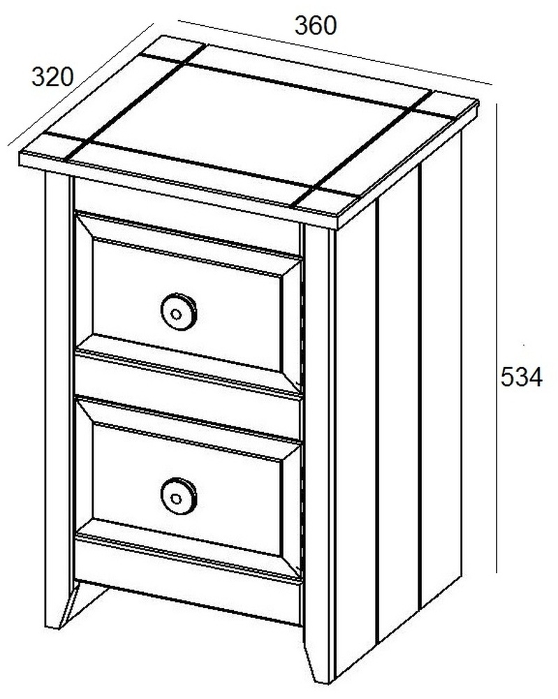 Capri Bedside Cabinet - 2 Drawer Petite - White