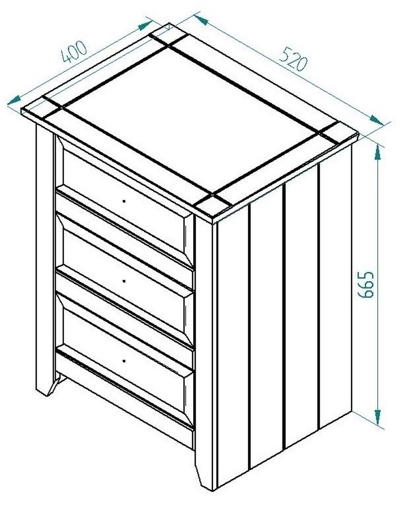 Capri Bedside Cabinet - 3 Drawer - White