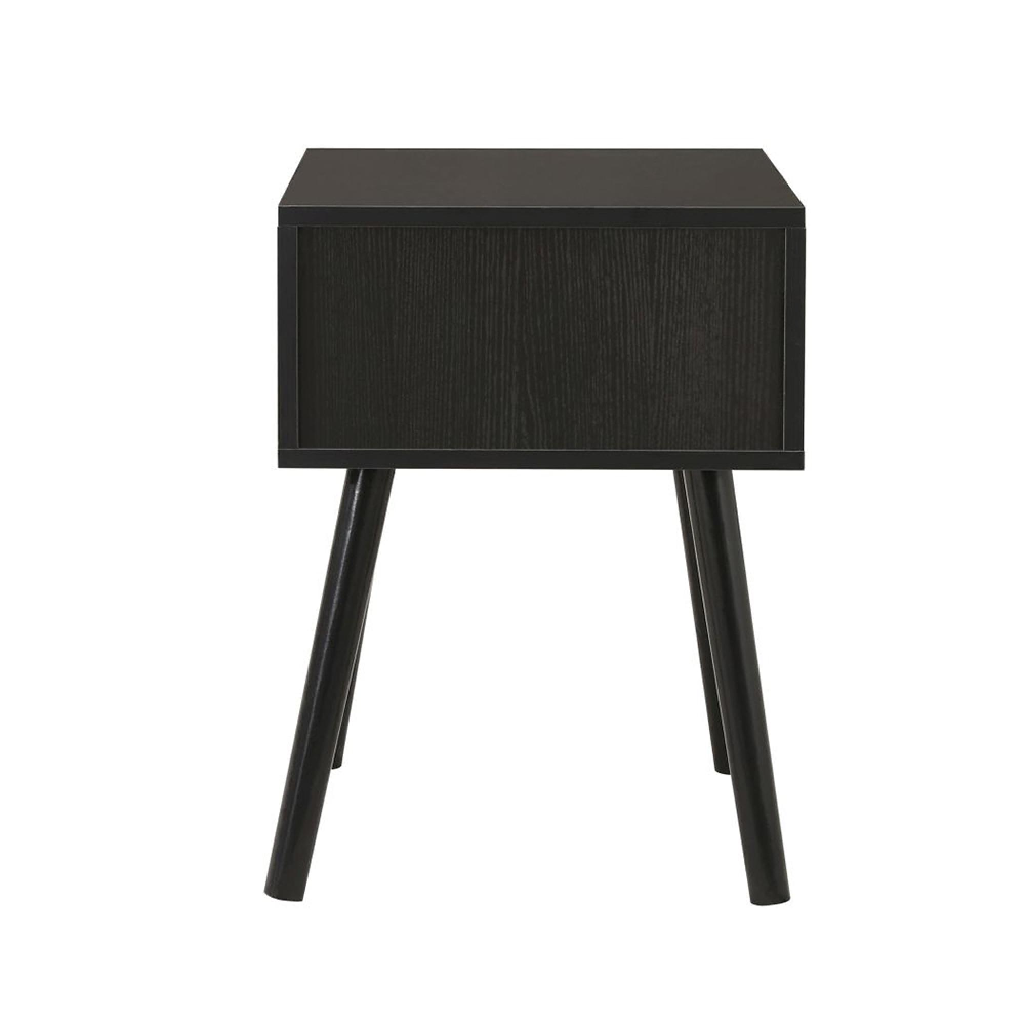 Croxley Bedside Table - 1 Drawer - Black and Rattan