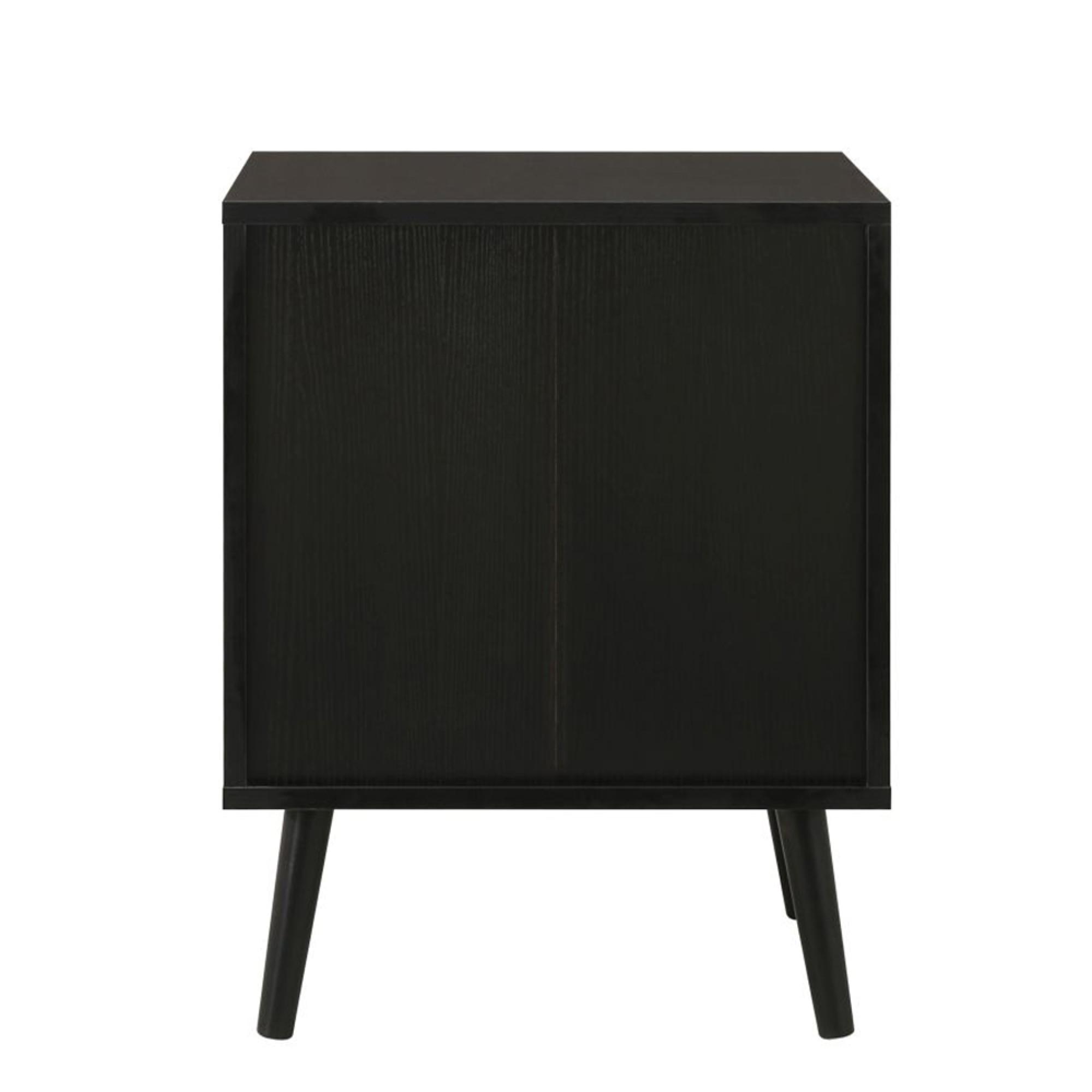 Croxley Bedside Cabinet - 2 Drawer - Black and Rattan