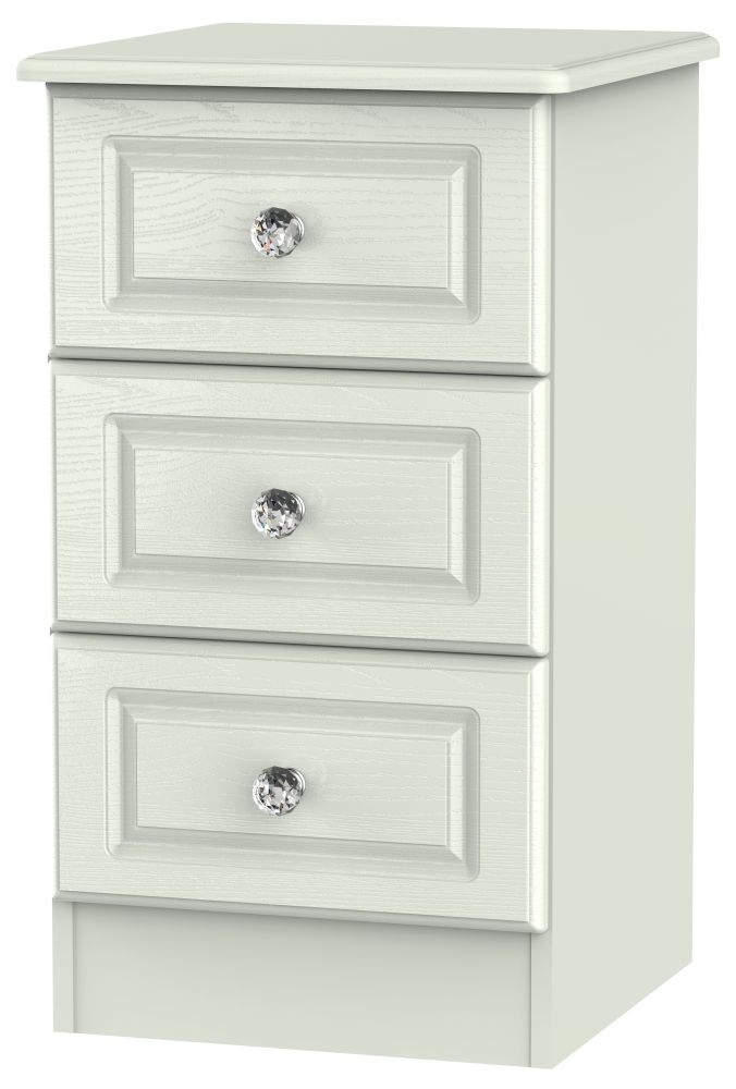 Crystal Bedside Cabinet - 3 Drawer - Cashmere
