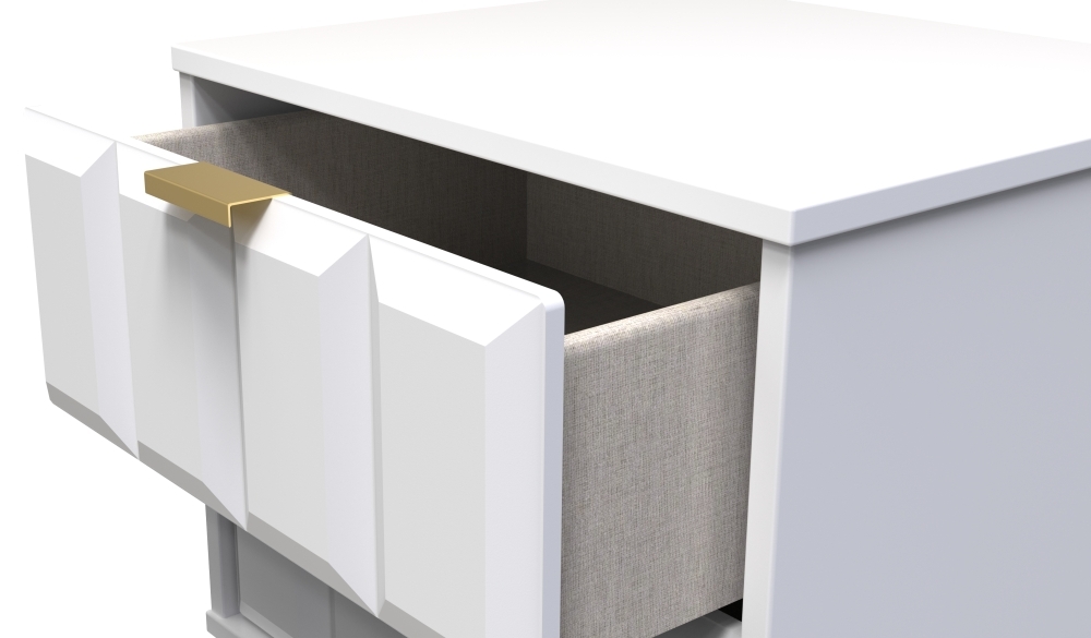 Cube Bedside Cabinet - 2 Drawer - with Gold Hairpin Legs - White