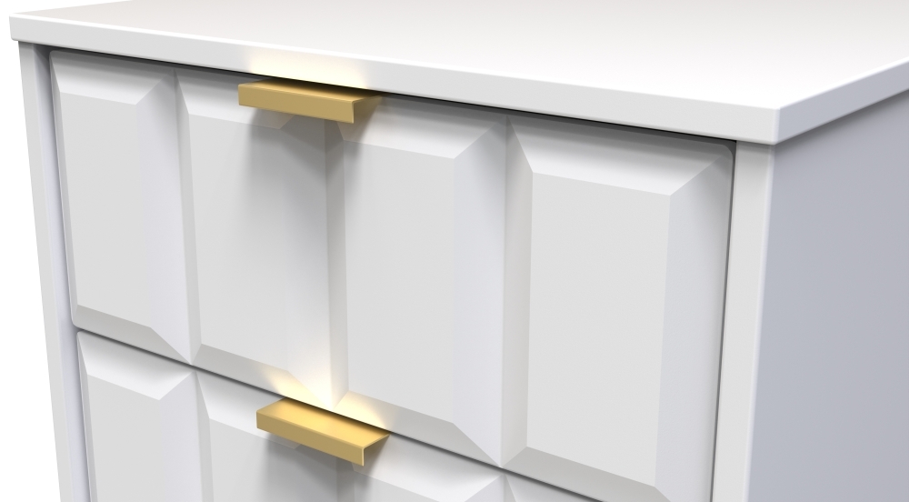 Cube Bedside Cabinet - 2 Drawer - with Gold Hairpin Legs - White