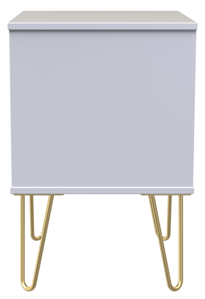 Cube Bedside Cabinet - 2 Drawer - with Gold Hairpin Legs - White
