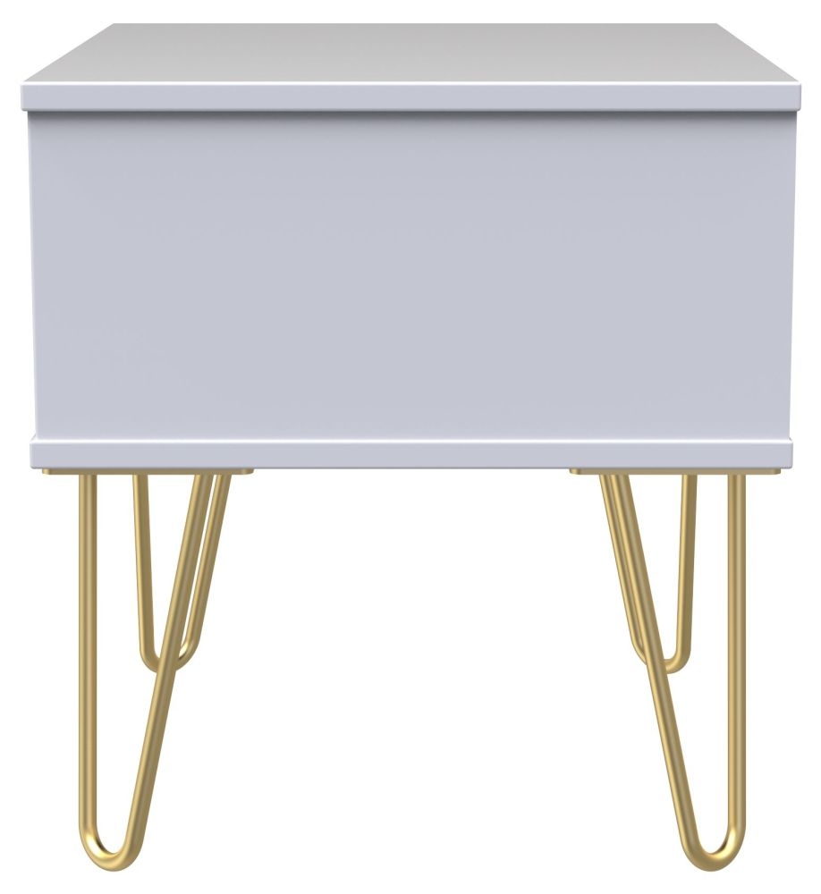 Diamond Bedside Table - 1 Drawer - with Gold Hairpin Legs - Black and White