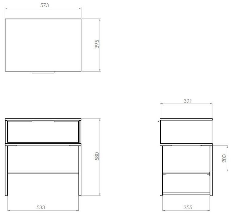 Diego Bedside Table - 1 Drawer - Black