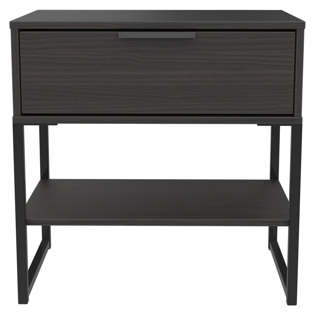 Diego Black 1 Drawer Bedside Table