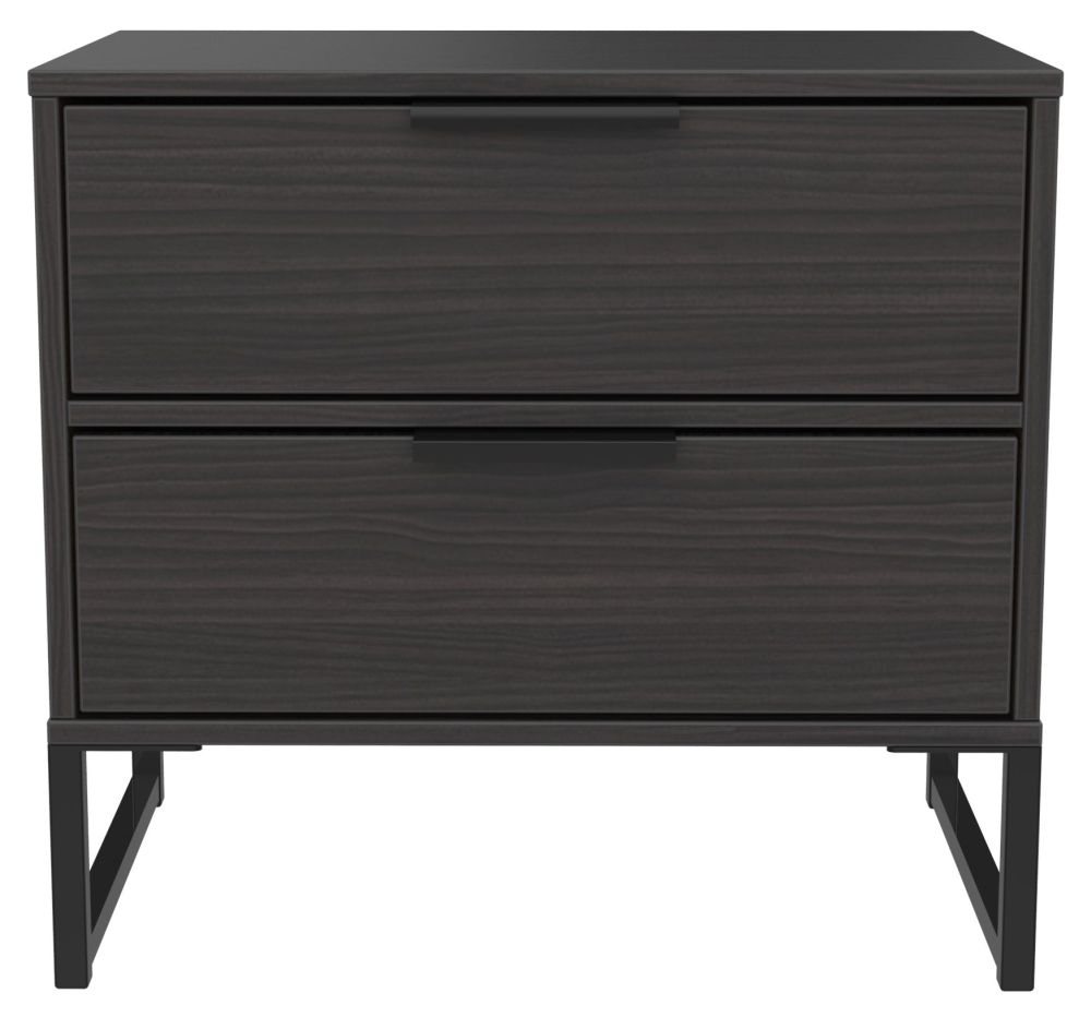 Diego Black 2 Drawer Bedside Cabinet