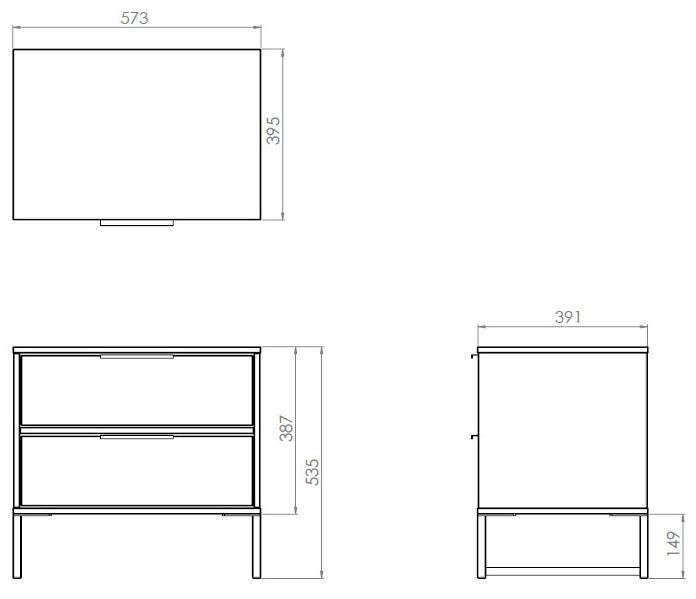 Diego Bedside Cabinet - 2 Drawer - Grey
