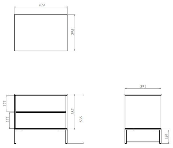 Diego Bedside Table - Midi - Grey