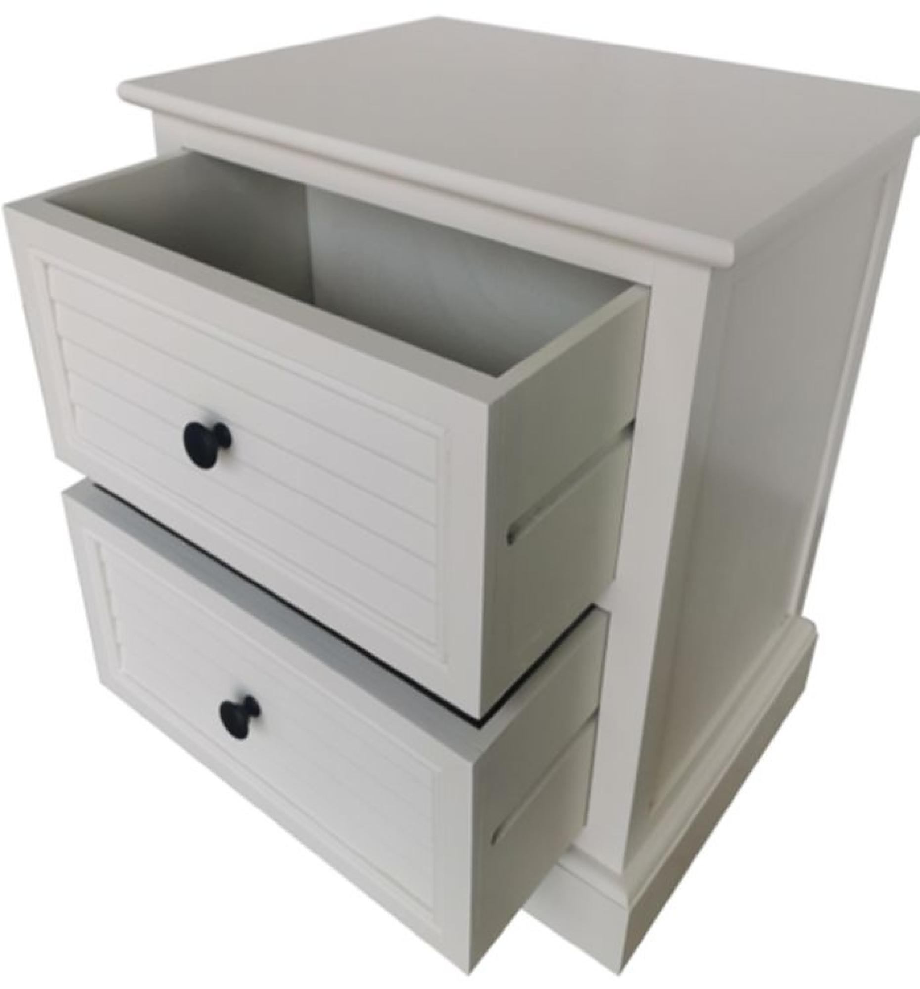 Elise Bedside Cabinet - 2 Drawer - Pearl White