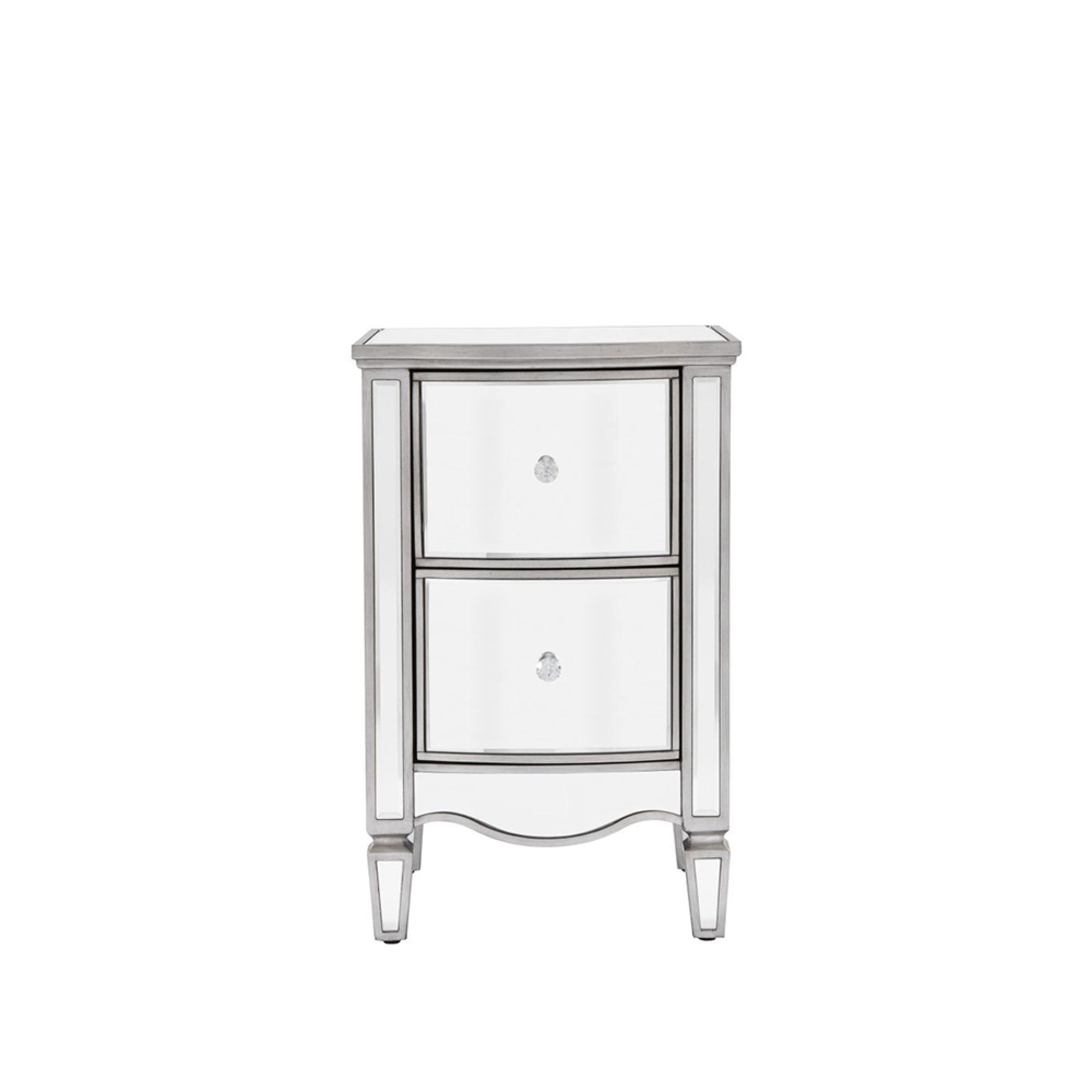 Elysee Narrow Bedside Cabinet - 2 Drawer - Mirrored
