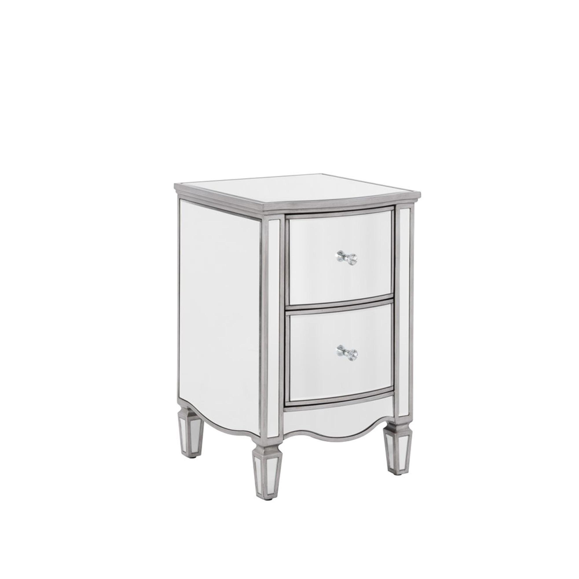 Elysee Narrow Bedside Cabinet - 2 Drawer - Mirrored