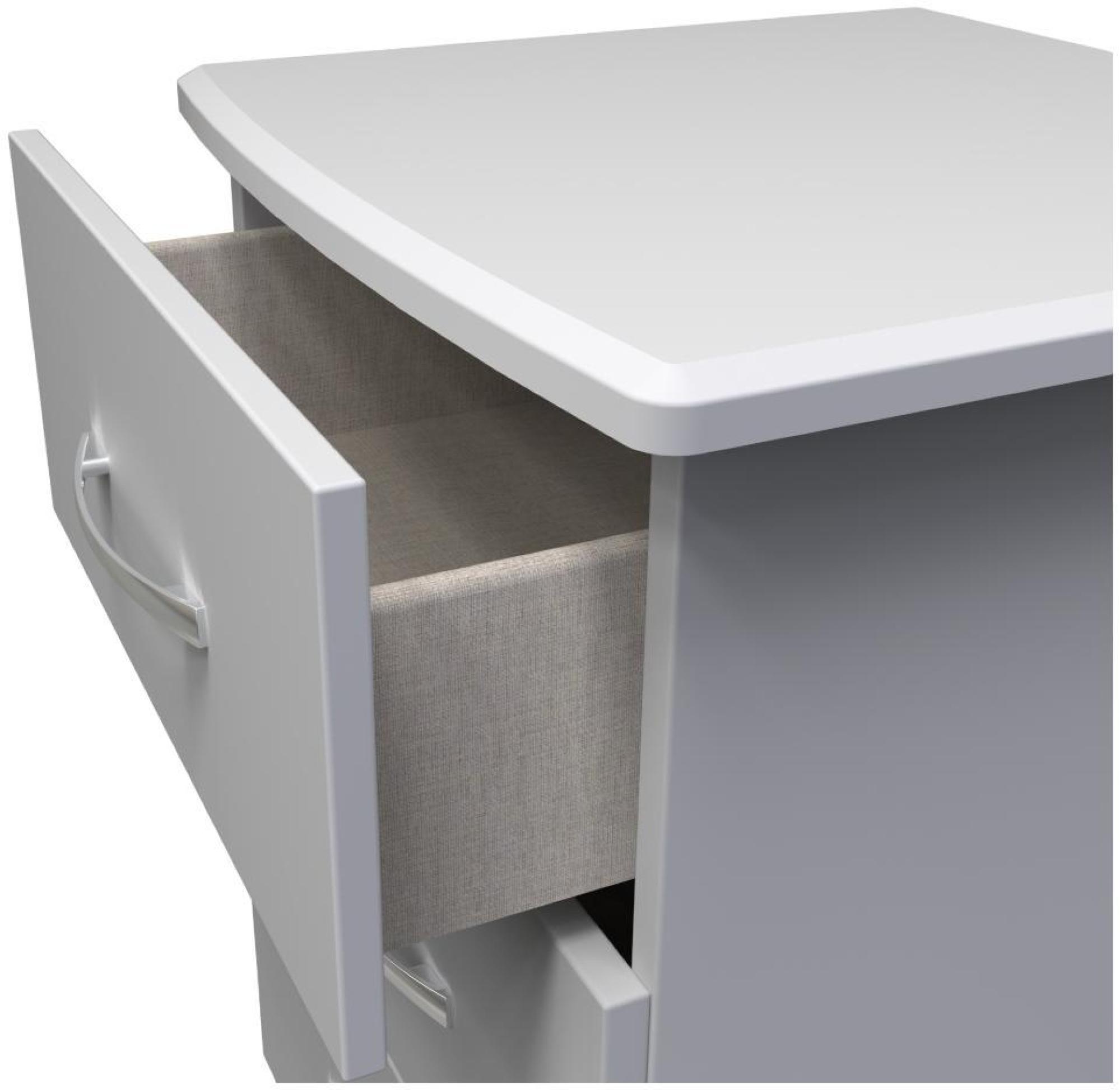 Eve Bedside Cabinet - 2 Drawer with Lock - Grey