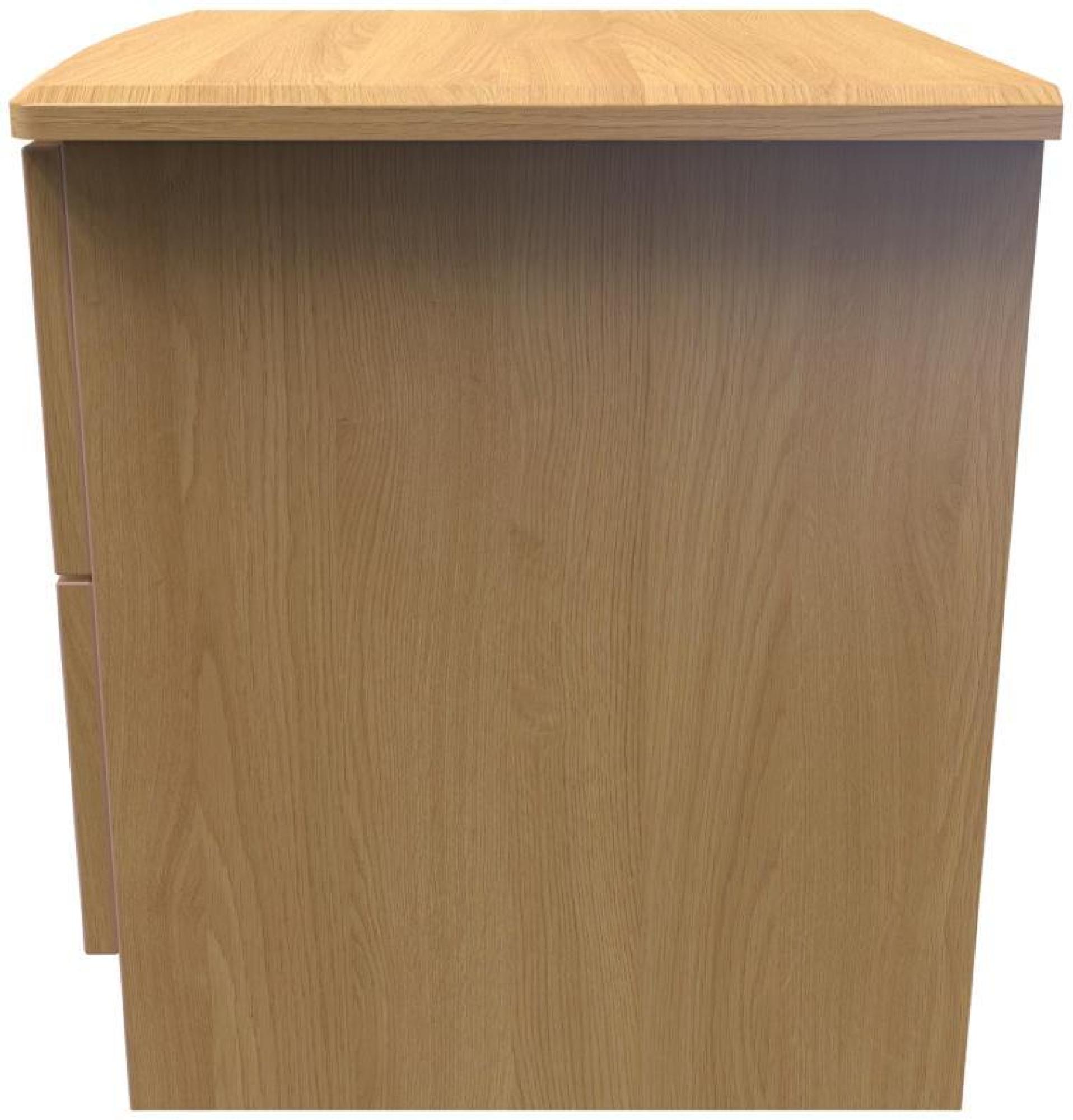 Eve Bedside Cabinet - 2 Drawer with Lock - Oak