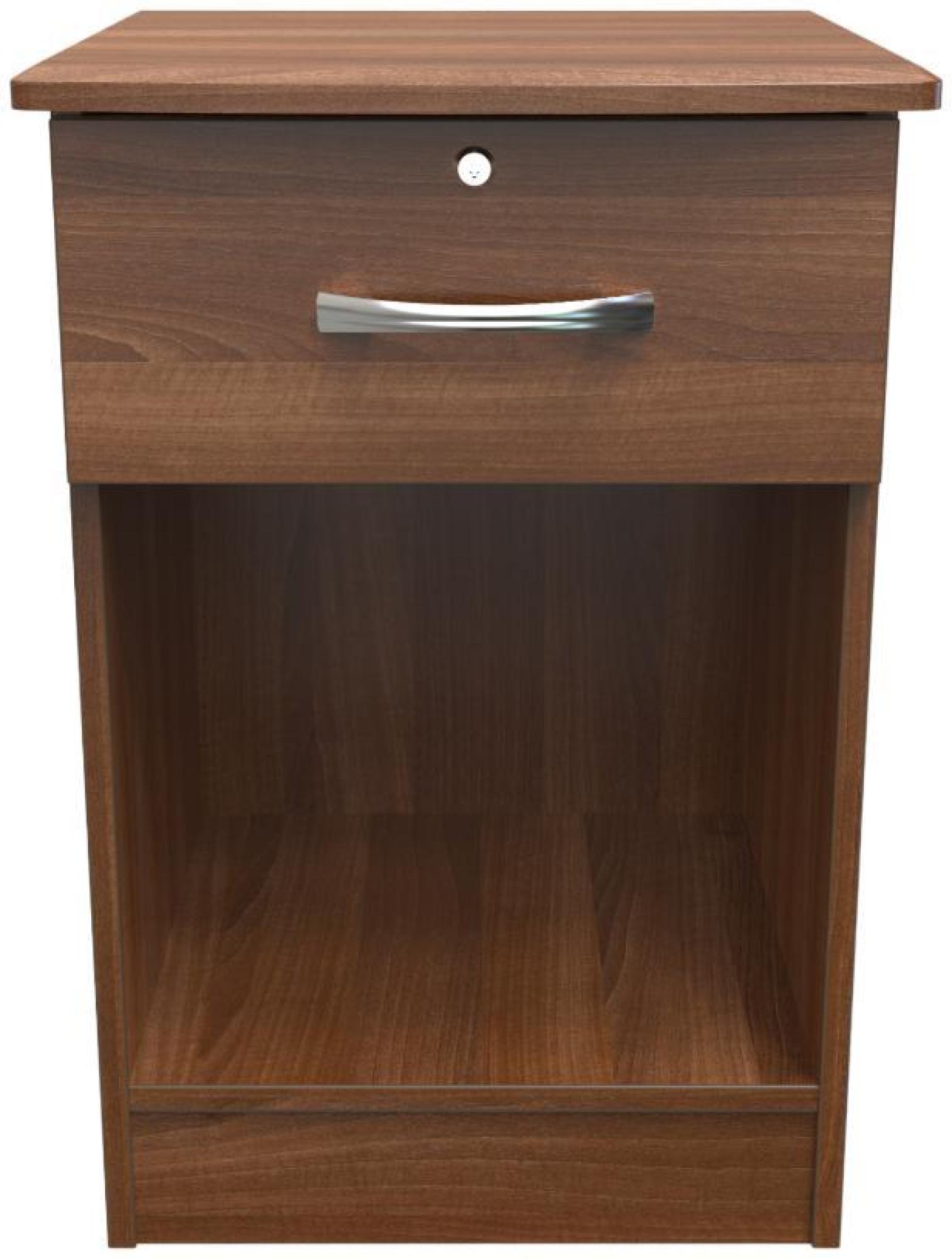 Eve Walnut Effect 1 Drawer Bedside Table with Lock
