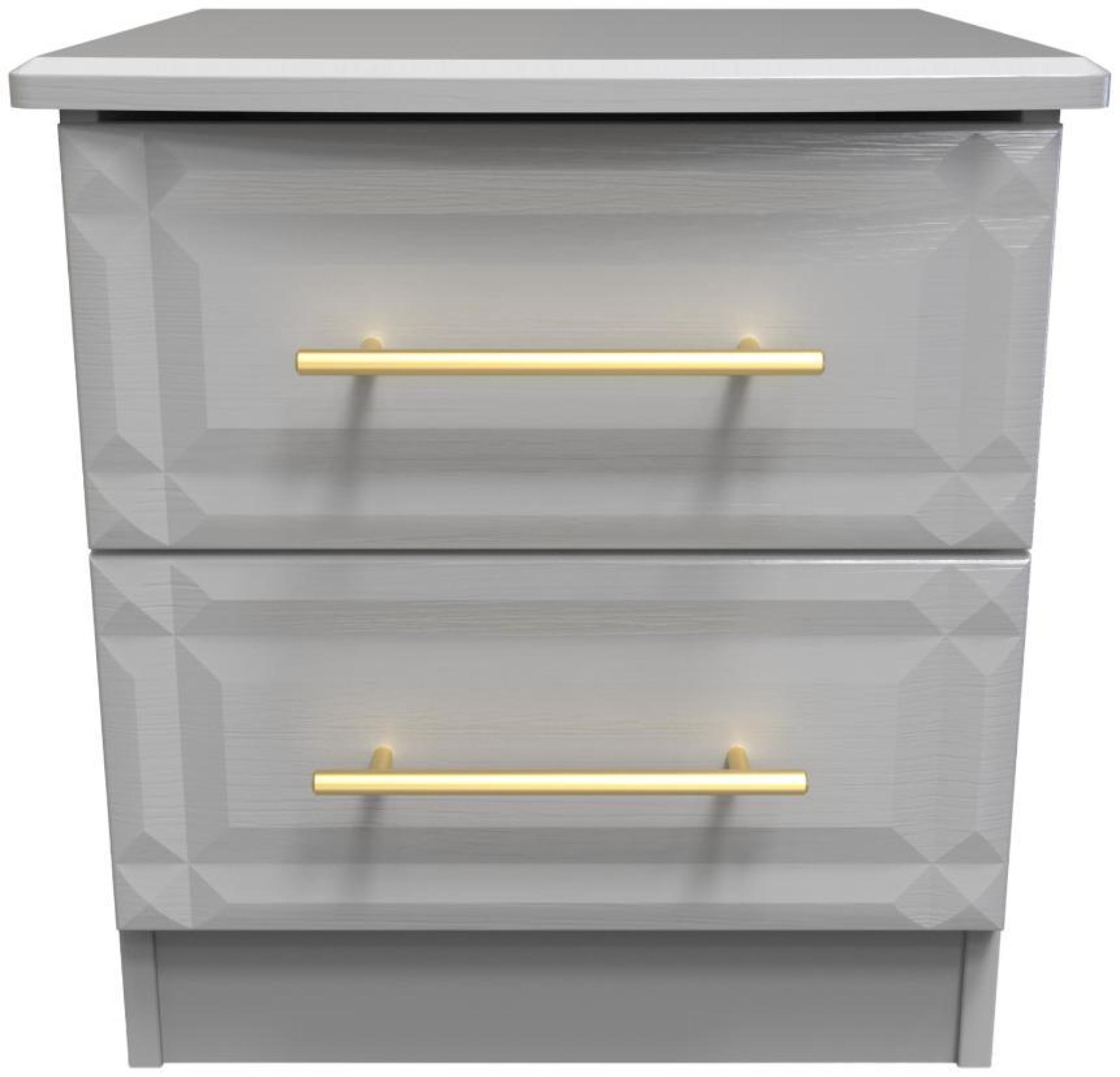 Faye Bedside Cabinet - 2 Drawer - Grey Ash