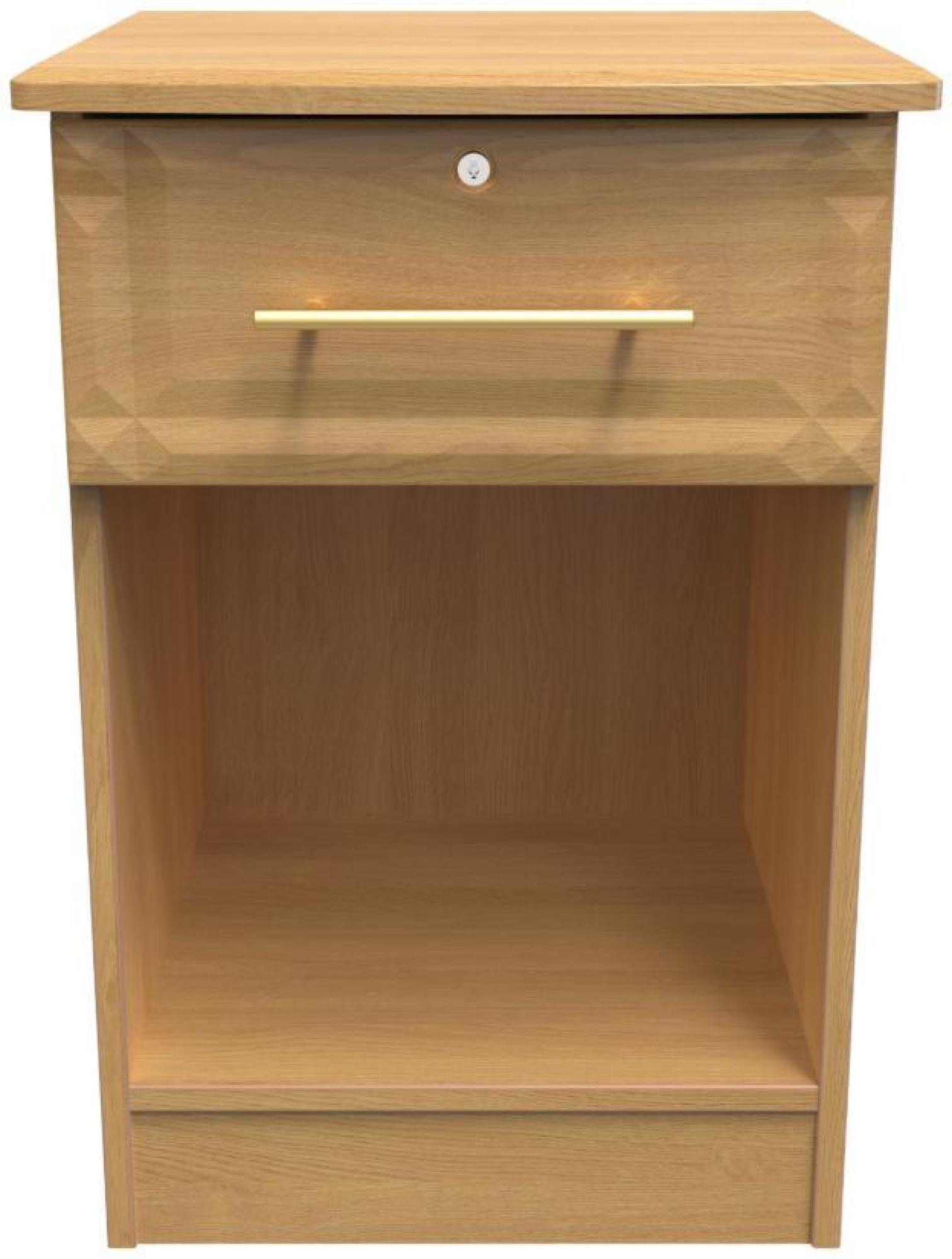 Faye Oak Effect 1 Drawer Bedside Cabinet with Lock