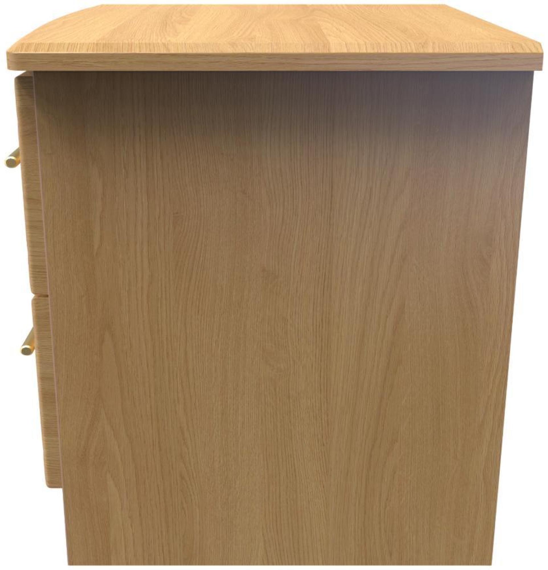 Faye Bedside Cabinet - 2 Drawer with Lock - Oak