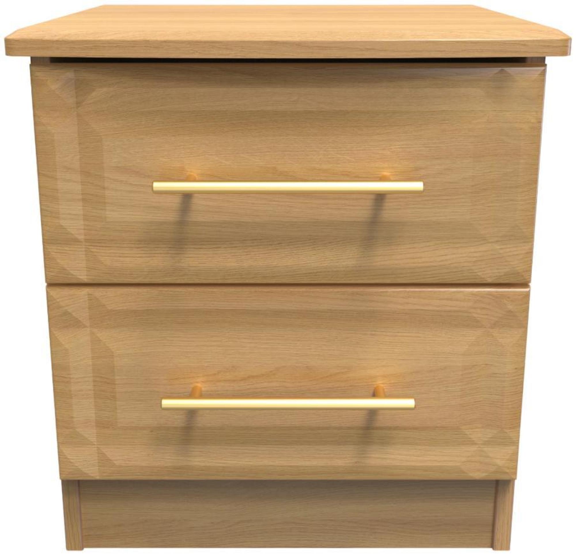 Faye Bedside Cabinet - 2 Drawer - Oak
