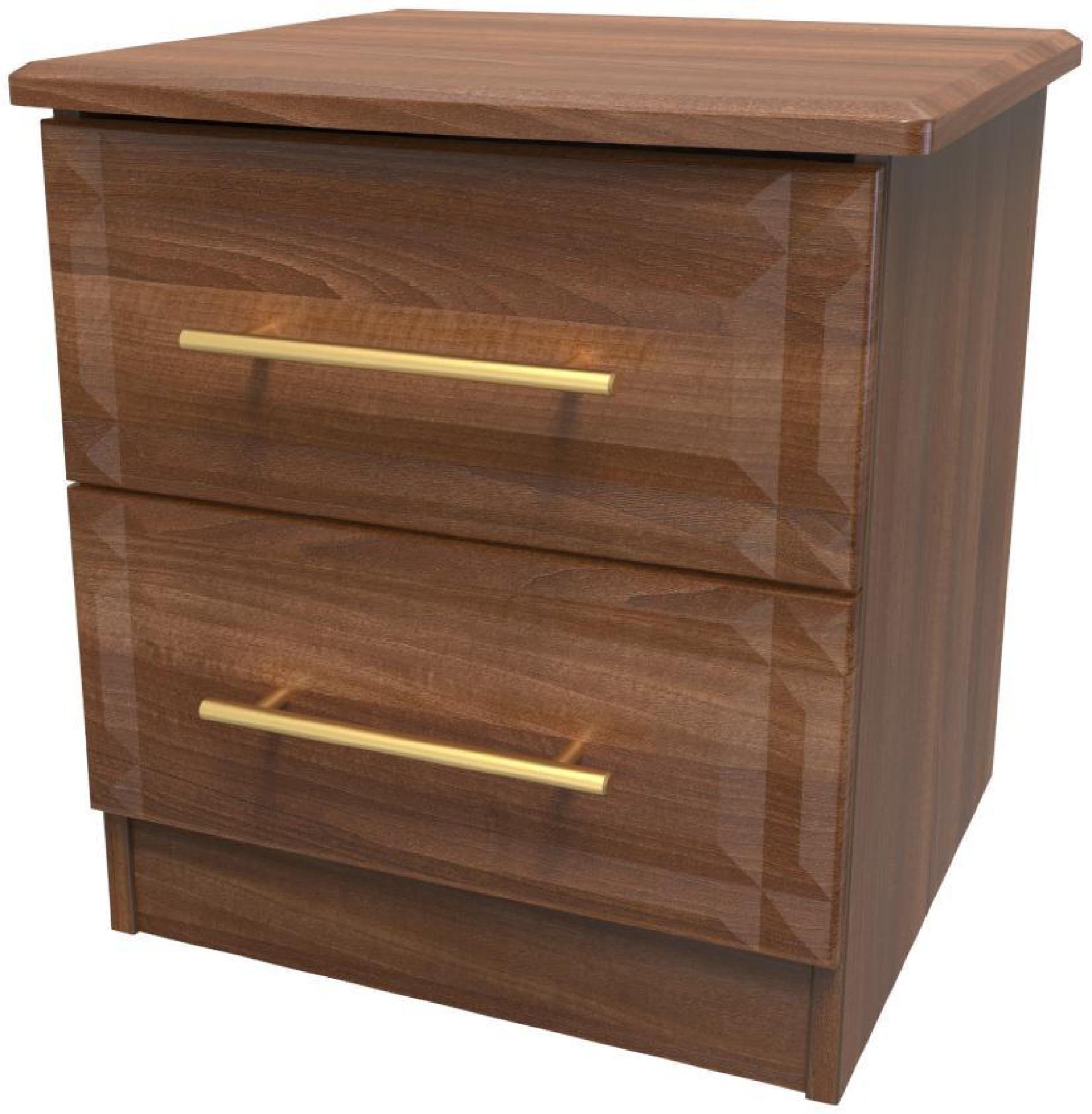Faye Bedside Cabinet - 2 Drawer - Walnut