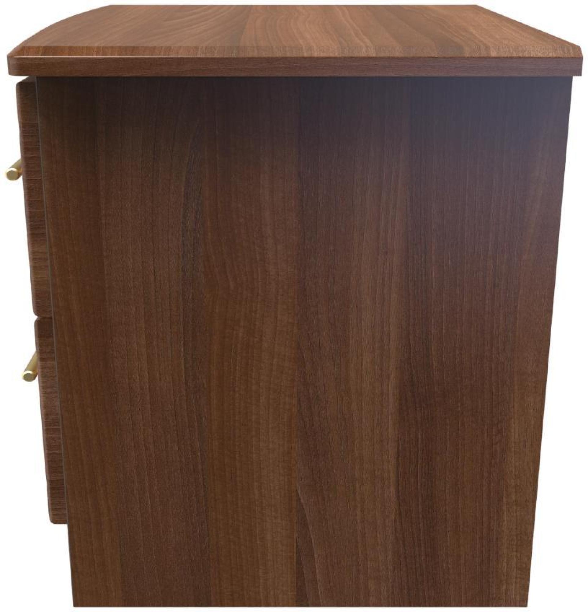 Faye Bedside Cabinet - 2 Drawer with Lock - Walnut