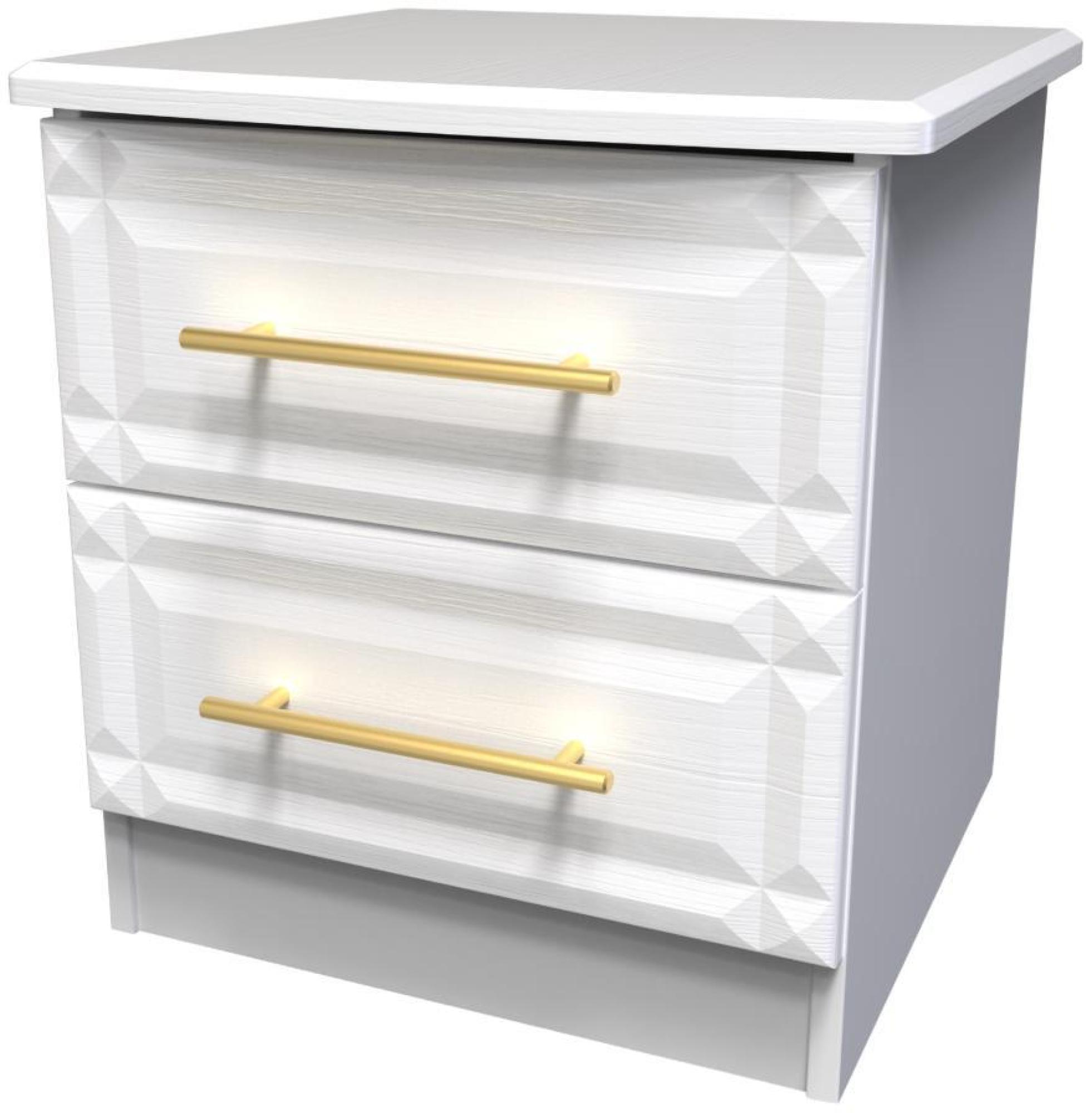 Faye Bedside Cabinet - 2 Drawer - White