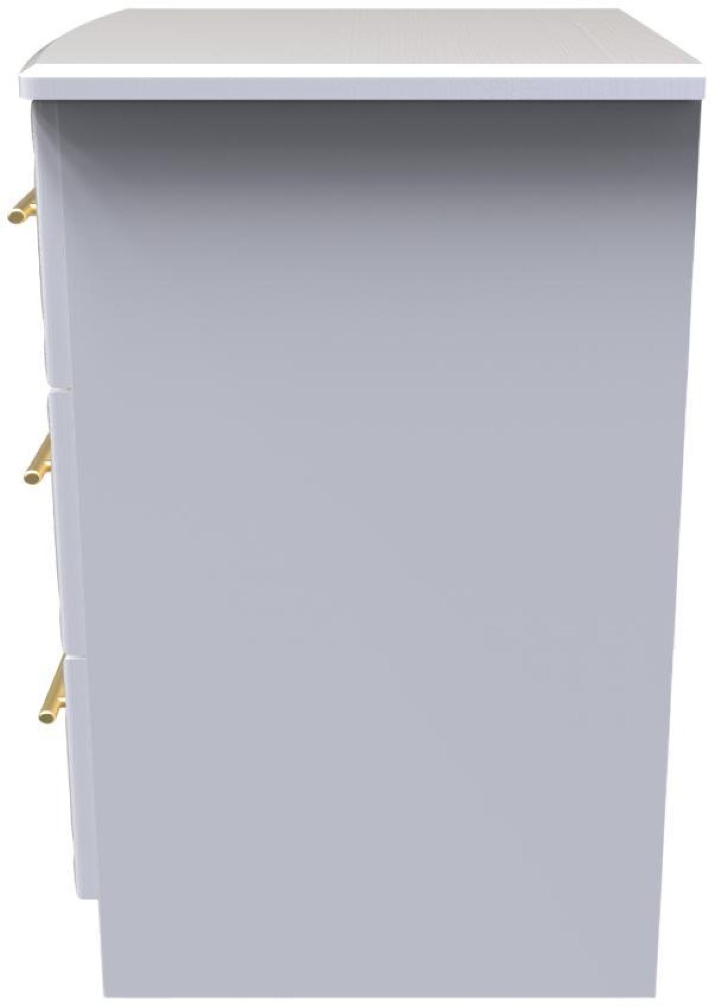 Faye Bedside Cabinet - 3 Drawer with Lock - White