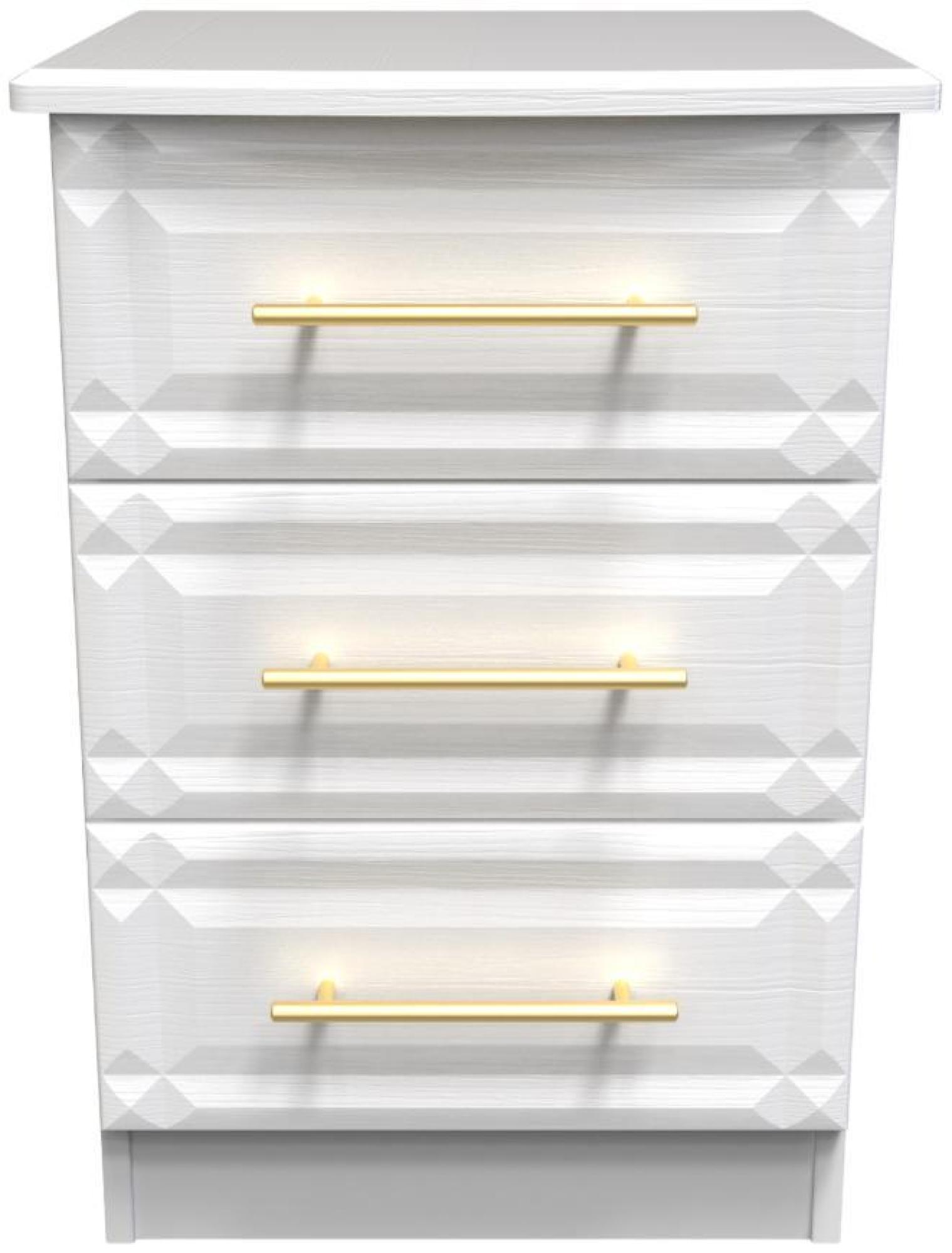 Faye White 3 Drawer Bedside Cabinet