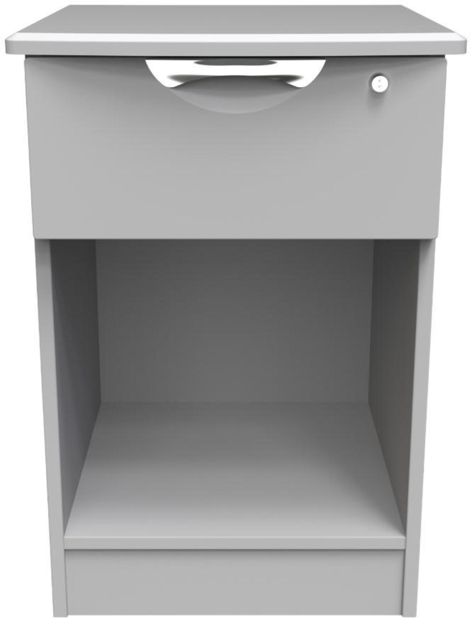 Flora Grey 1 Drawer Bedside Cabinet with Lock